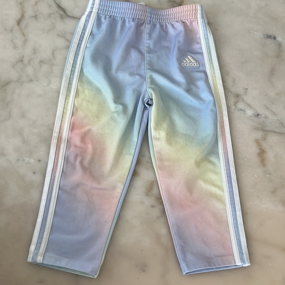 Adidas Sz 2 Toddler Girls 2-Pc Iridescent-Print Tricot Unicorn Pastel Tracksuit - Picture 12 of 16